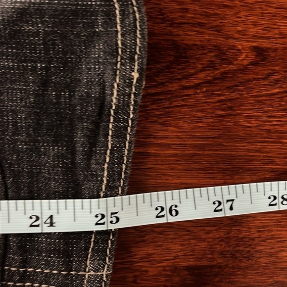 Denim & Co. Womens Jean Jacket M Dark Wash Black Long Sleeve Button Down Western - Picture 12 of 13